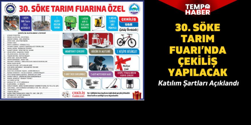 30. Söke Tarım Fuarı Çekiliş Etkinliği: Başvuru Koşulları Belirlendi