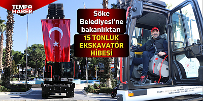 Söke Belediyesi envanterine 15 tonluk yeni ekskavatör eklendi